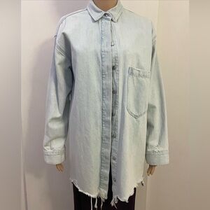 Oversized Denim Button-Up Shirt